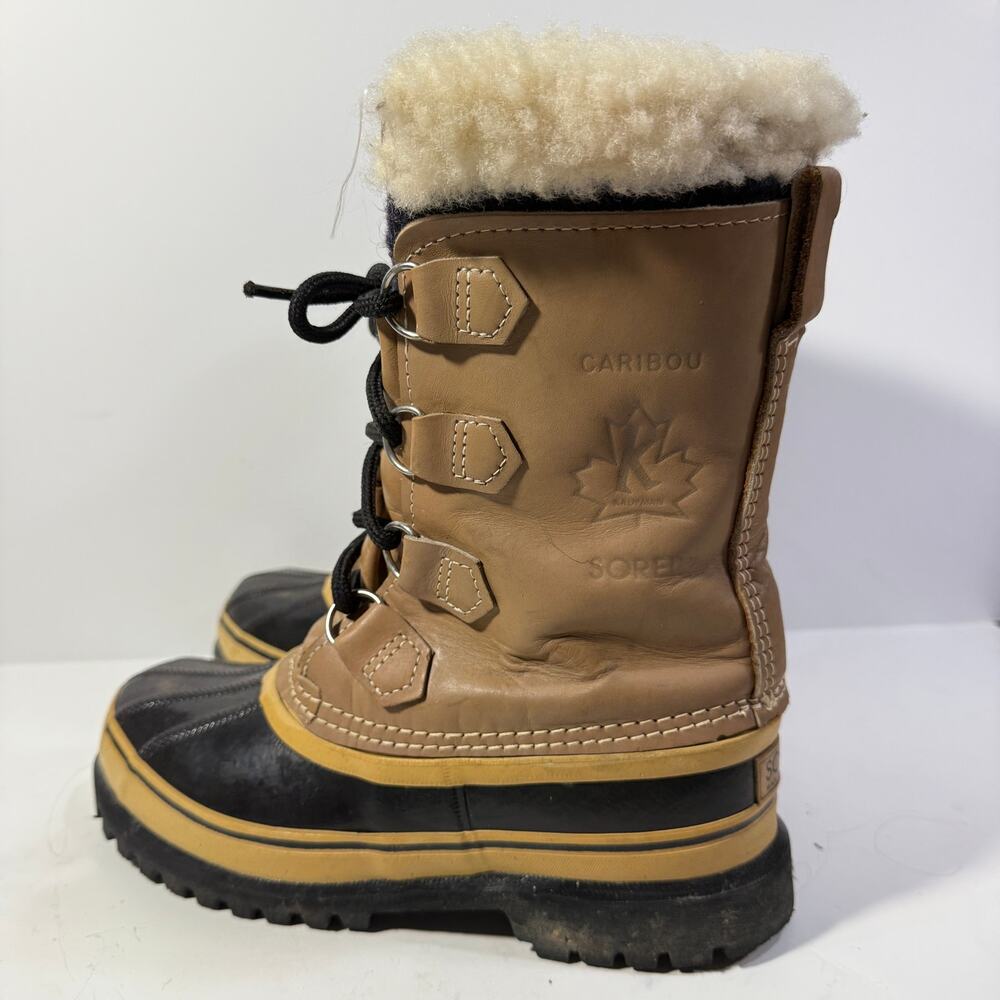 Sorel Caribou Wool Leather Lace Up Winter Boots Canadian Kaufman Vintage 5-6